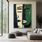 Cuadro Abstracto Pintura al Óleo Rostro Verde Moderno para Sala de Estar