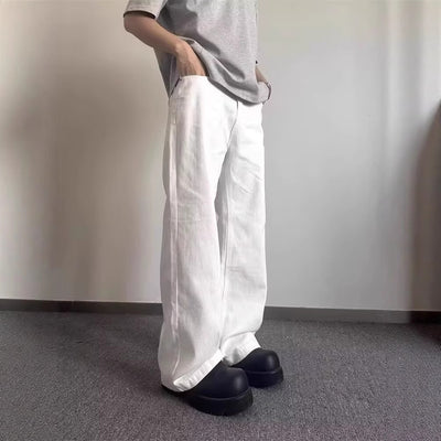 Pantalones Vaqueros Blancos Rectos Oversize para Hombre - Estilo Urbano Premium - Image 3