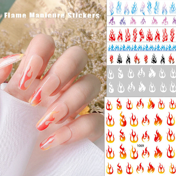 Adhesivo Decorativo para Uñas con Diseños Flama y Patrones