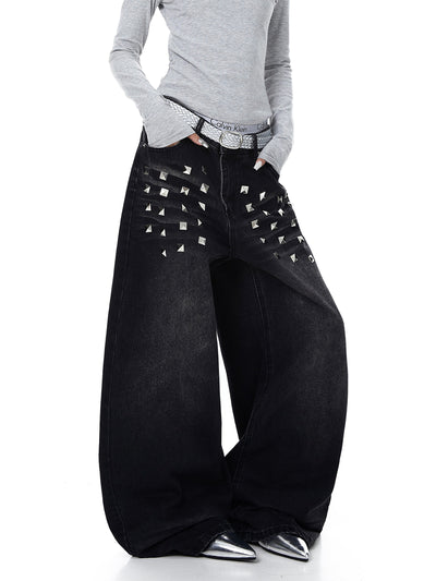 Pantalones Vaqueros Desteñidos para Mujer con Diseño de Remaches Estilo Americano y Detalles Rasgados - Image 5