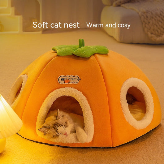 Cama Térmica Semiencerrada para Gatos - Gran Capacidad con Aislamiento Invernal