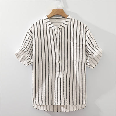 Camisa Rayada Estilo Japonés para Hombre - Image 11