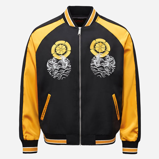 Chaqueta Bordada Premium Carpa Koi Saltando la Puerta del Dragón