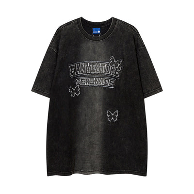 Camiseta Holgada Degradado Desteñido de Manga Corta