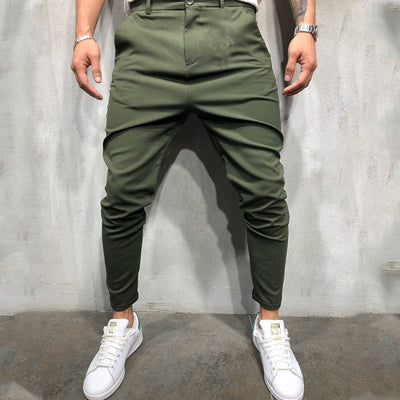 Pantalones Casuales Slim Fit en Tela Tejida Color Sólido para Hombre - Image 15