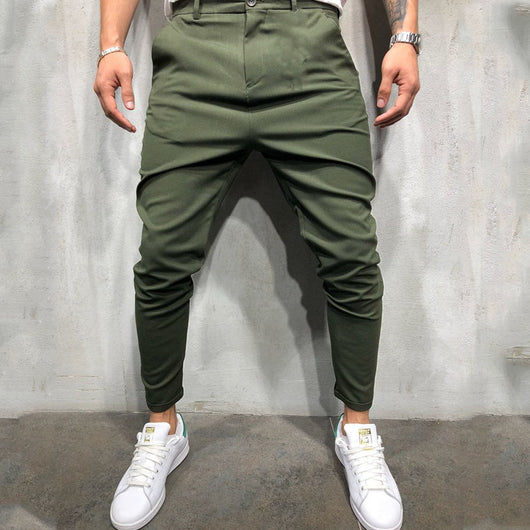 Pantalones Casuales Slim Fit en Tela Tejida Color Sólido para Hombre - Image 15
