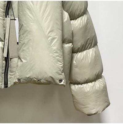 Chaqueta Temperament Blanca de Plumas de Pato con Cuello Alzado y Cierre - Image 23