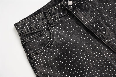 Pantalones Jeans Rectos Anchos con Detalles de Strass - Diseño Casual Moderno - Image 9