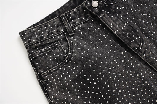 Pantalones Jeans Rectos Anchos con Detalles de Strass - Diseño Casual Moderno - Image 9