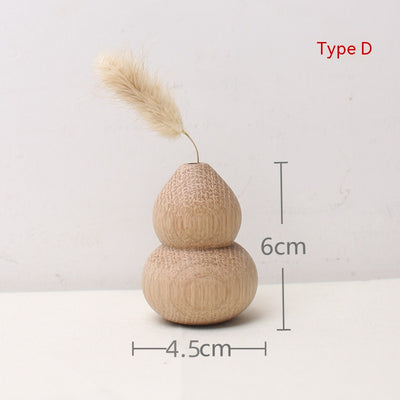 Jarrón de Madera Maciza Estilo Japonés con Flores Secas Decorativas - Image 9