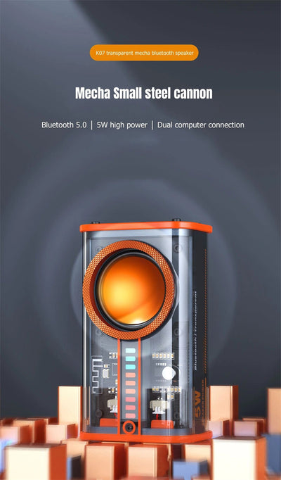 Parlante Bluetooth K07 Transparente con Luces LED Sincronizadas y Subwoofer TWS Estéreo - Image 19