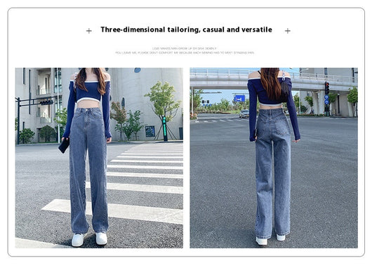 Jeans Rectos de Cintura Alta Holgados de Pierna Ancha para Mujer - Image 15