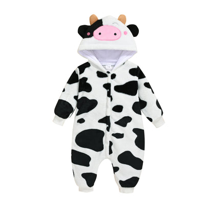 Pijama Enterizo Vaca Esponjosa con Capucha y Piernas Largas para Bebé - Image 5