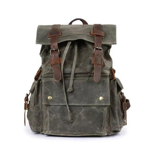 Mochila Retro de Lona Encerada Estilo Europeo y Americano - Image 2
