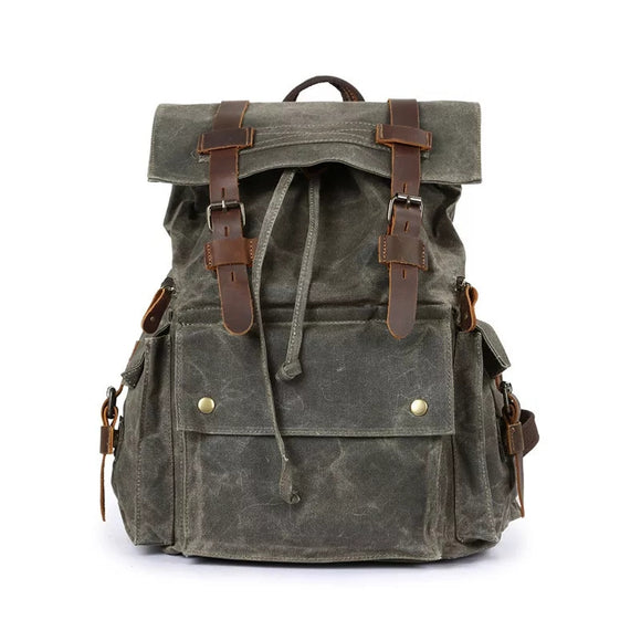 Mochila Retro de Lona Encerada Estilo Europeo y Americano