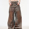 Jeans Retro Americano Cintura Doble Efecto Lavado para Mujer