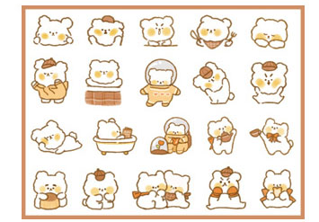 Sheet of cute squirrel stickers in various poses and expressions for handbook, diary, or photo album decoration. - Image 9