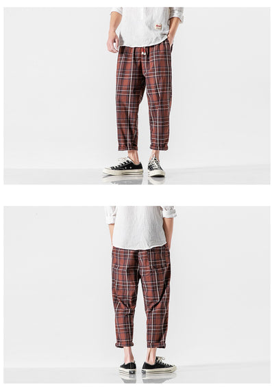Pantalones Casuales a Cuadros Estilo Asiático con Detalles Desgastados - Image 12