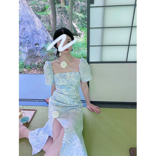 Vestido Cheongsam Jacquard Ajustado con Abertura Elegante - Image 7