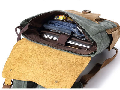 Mochila de Viaje Cuero Crazy Horse Lona para Hombre - Image 8