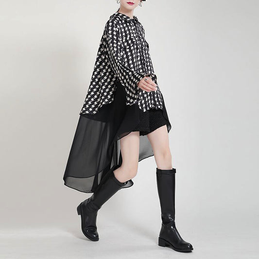 Vestido Camisero Estampado con Mangas Acampanadas Efecto Dos Piezas - Image 2