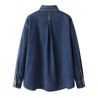 Camisa Minimalista Azul Denim para Commute Diario - Image 4