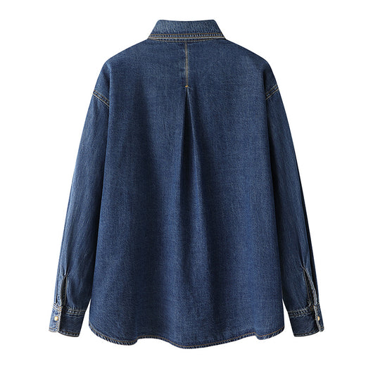 Camisa Minimalista Azul Denim para Commute Diario - Image 4