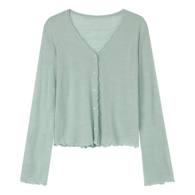 Cardigan Tejido con Encaje Efecto Hongo Arbóreo y Botones - Image 5