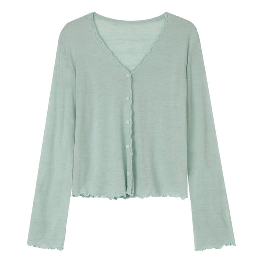 Cardigan Tejido con Encaje Efecto Hongo Arbóreo y Botones - Image 5