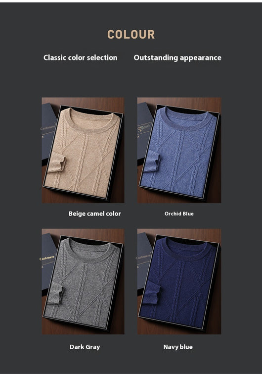 Suéter de Cashmira Trenzado con Cuello Redondo para Hombre - Colección Otoño Invierno - Image 21