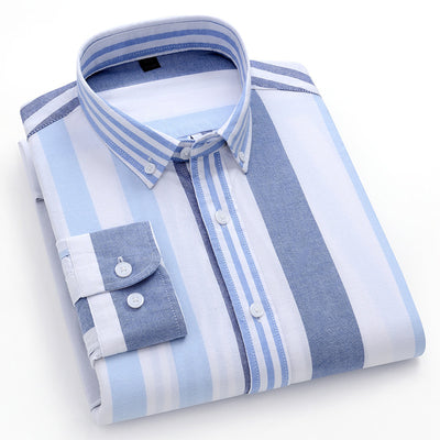 Camisa Oxford de Algodón a Rayas Antirruga para Hombre - Image 5