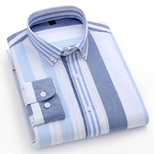 Camisa Oxford de Algodón a Rayas Antirruga para Hombre - Image 5