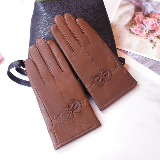 Guantes de Cuero de Oveja para Mujer Invierno - Cálidos con Lazo y Forro de Felpa - Image 8