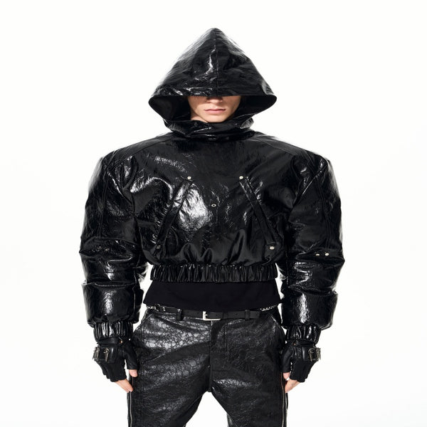 Chaqueta Hoodie Acolchada para Hombre con Diseño Deconstruido y Detalles de Cremallera