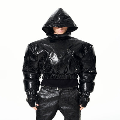 Chaqueta Hoodie Acolchada para Hombre con Diseño Deconstruido y Detalles de Cremallera