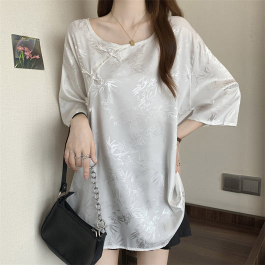 Blusa Vintage con Jacquard y Botones Estilo Chino - Image 19