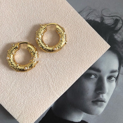 Aretes de Perla Hao Shi Círculo Dorado - Image 6