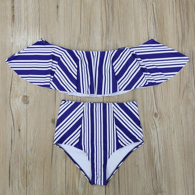 Bikini Hombro Descubierto con Volantes y Abertura Lateral - Image 12