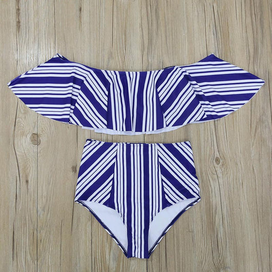 Bikini Hombro Descubierto con Volantes y Abertura Lateral - Image 12