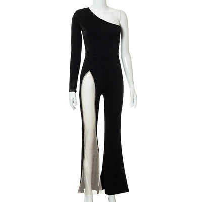 Jumpsuit Asimétrico de Malla con Detalle de Hombro Único - Image 6
