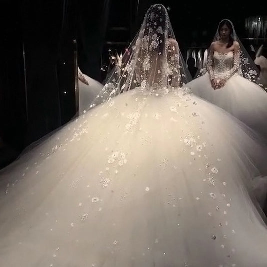 Diadema de Encaje Perla Coreana con Cristales Brillantes