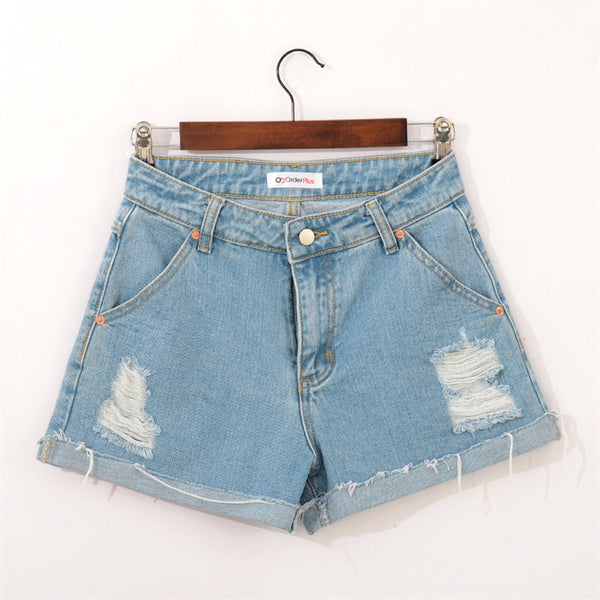 Shorts de Mezclilla Talle Alto con Orillas Desgastadas