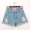Shorts de Mezclilla Talle Alto con Orillas Desgastadas