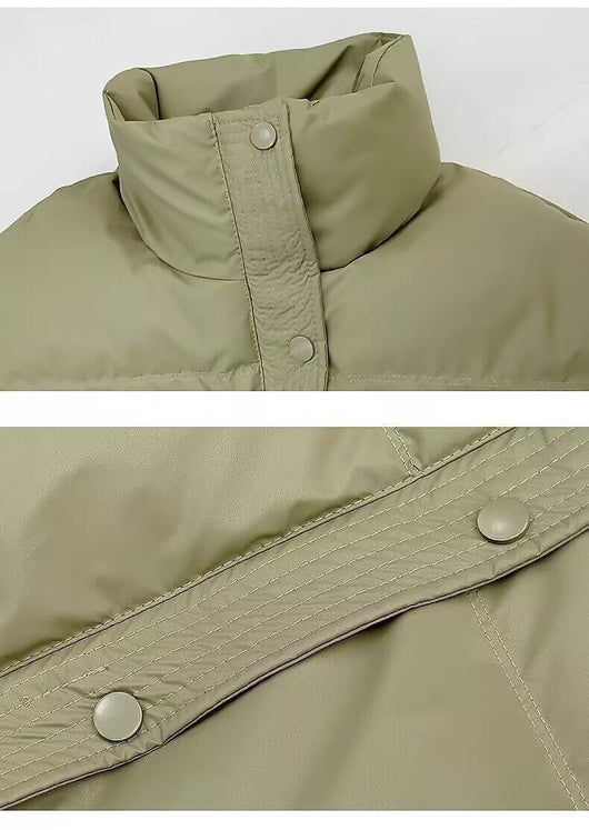 Chaqueta Acolchada de Cuero PU sin Lavado - Abrigo Corto Grueso para Mujer - Image 25