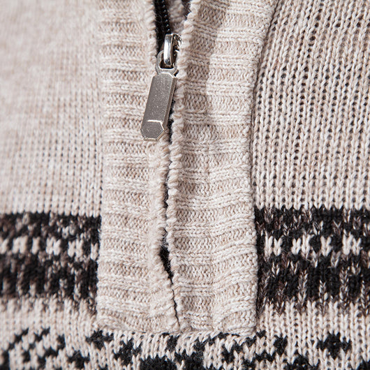 Suéter Tejido de Cuello Medio Cierre Half-zip Talla Grande - Image 11