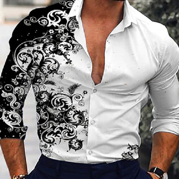 Camisa de Manga Larga con Estampado Degradado 3D