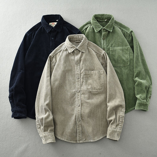 Camisa Casual de Pana Suelta Retro para Hombre - Image 25