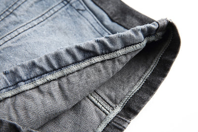 Shorts Camisa de Negocios Patchwork Denim Retro para Hombre - Image 23