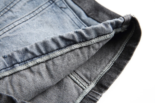 Shorts Camisa de Negocios Patchwork Denim Retro para Hombre - Image 23