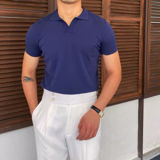 Camiseta Slim Cuello Solapa Manga Corta Tejida para Hombre - Image 18